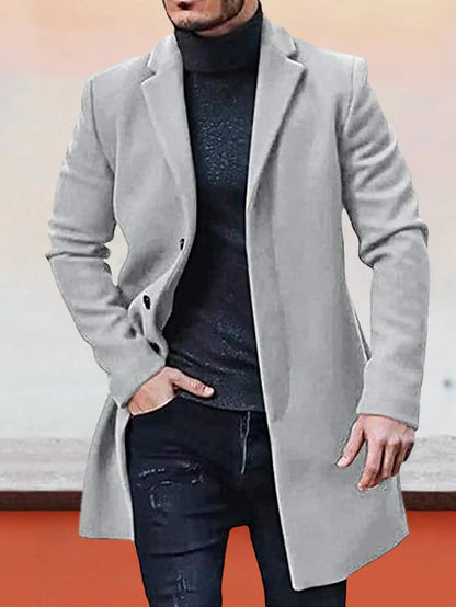 🍂 Timeless Warmth | Men's Wool-Blend Single-Breasted Notch-Lapel Coat