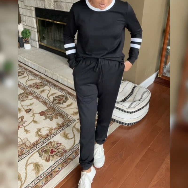 🔥Women’s 2-Piece Crewneck Color-Block Sweatsuit