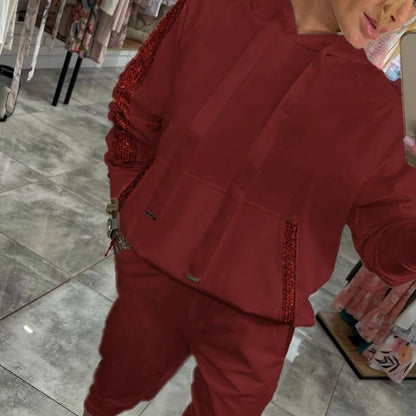 🌷Limited Time 47% OFF💞Women’s Drawstring Hooded Tops ＆ Pants 2-Piece Set