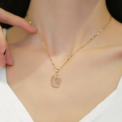 🌙Elegant Heart and Crescent Shape Necklace✨️