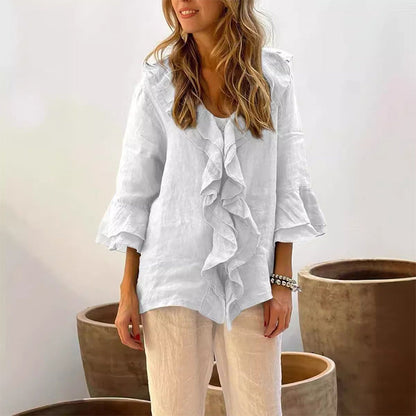 🌸2026 HOT SALE 50% OFF🌸Women's Ruffle Collar Blouse with Bell Sleeves