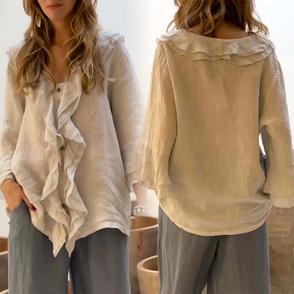 🌸2026 HOT SALE 50% OFF🌸Women's Ruffle Collar Blouse with Bell Sleeves