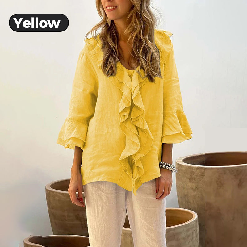 🌸2026 HOT SALE 50% OFF🌸Women's Ruffle Collar Blouse with Bell Sleeves