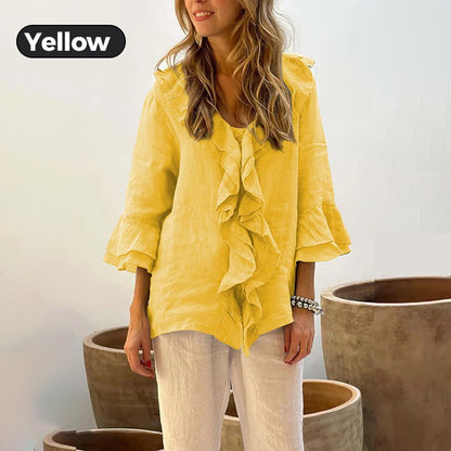 🌸2026 HOT SALE 50% OFF🌸Women's Ruffle Collar Blouse with Bell Sleeves