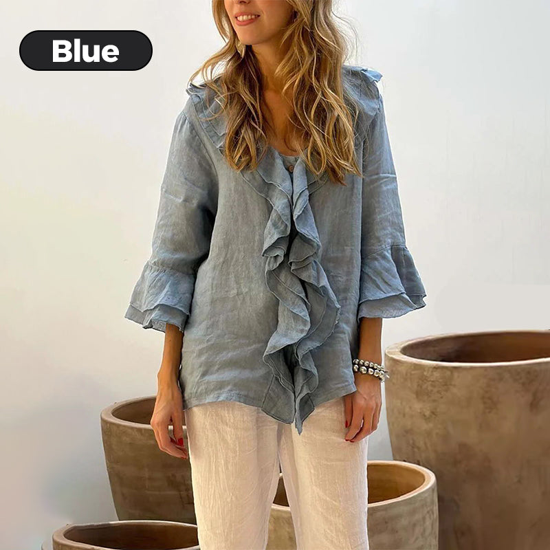 🌸2026 HOT SALE 50% OFF🌸Women's Ruffle Collar Blouse with Bell Sleeves