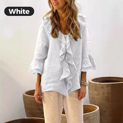 🌸2026 HOT SALE 50% OFF🌸Women's Ruffle Collar Blouse with Bell Sleeves