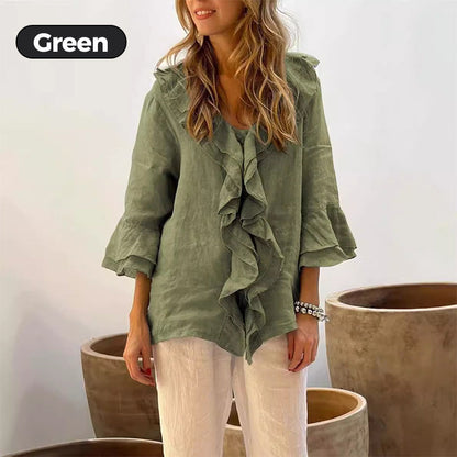 🌸2026 HOT SALE 50% OFF🌸Women's Ruffle Collar Blouse with Bell Sleeves