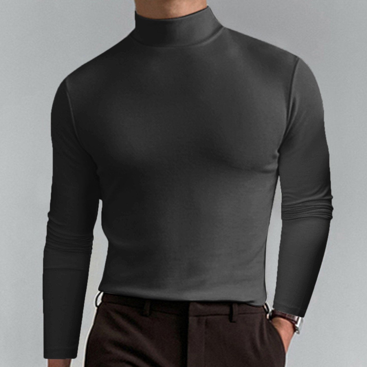 🔥Mens High Neck Slim Fit Long Sleeve T-shirt