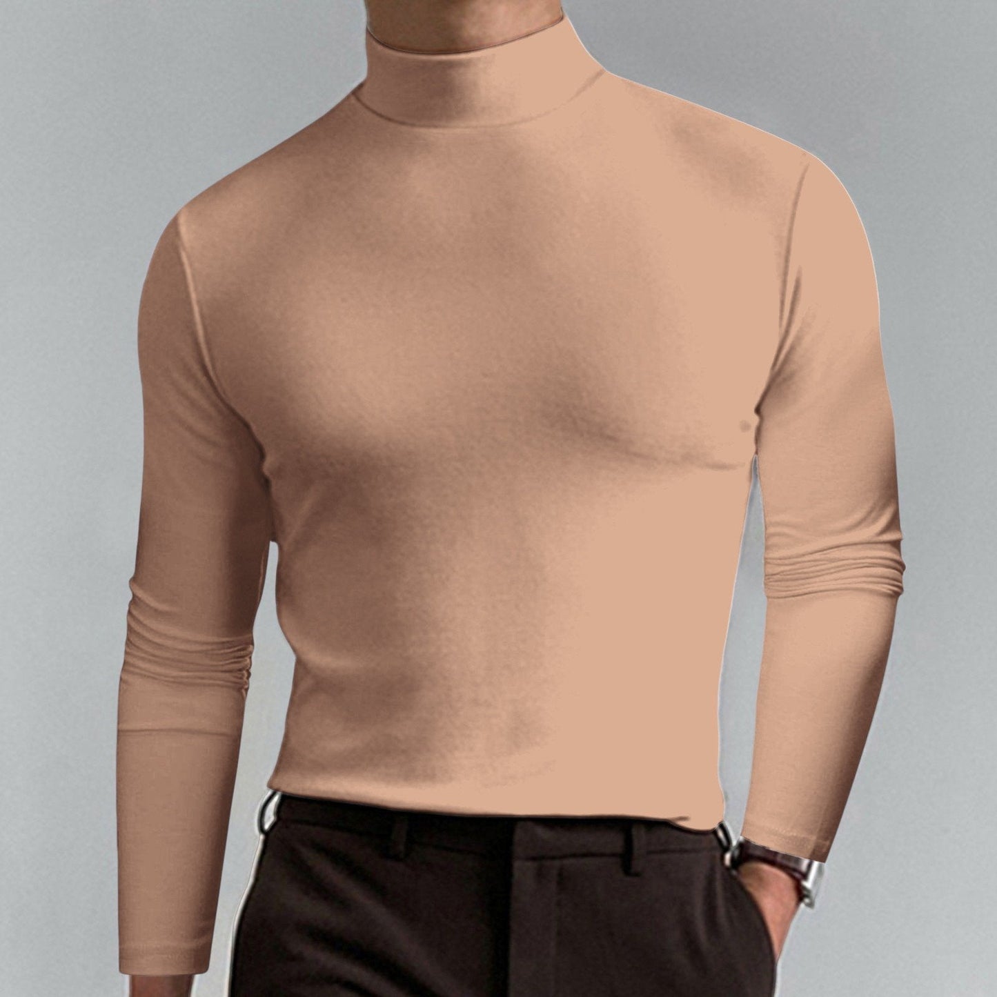 🔥Mens High Neck Slim Fit Long Sleeve T-shirt