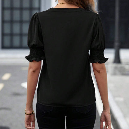 ✨LAST DAY SALE 60% OFF👚Women's Elegant V-Neck Puff Sleeve Blouse