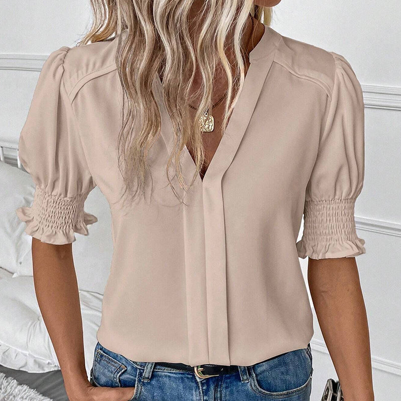 ✨LAST DAY SALE 60% OFF👚Women's Elegant V-Neck Puff Sleeve Blouse