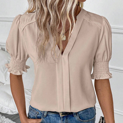 ✨LAST DAY SALE 60% OFF👚Women's Elegant V-Neck Puff Sleeve Blouse