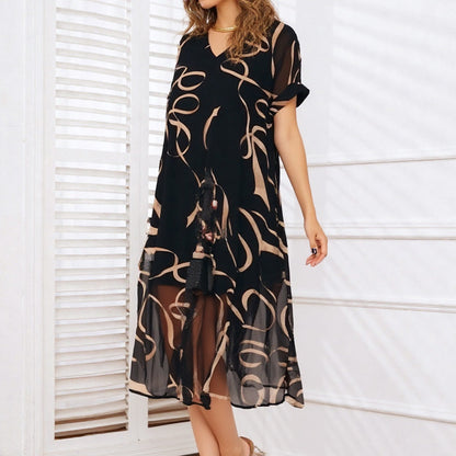 🎉 2026 Sale — Over 34,200 Sold 💝 Women Flowy V-Neck Printed Maxi Dress – All Figure Summer Dress 👗