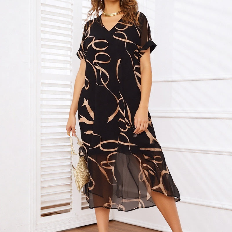 🎉 2026 Sale — Over 34,200 Sold 💝 Women Flowy V-Neck Printed Maxi Dress – All Figure Summer Dress 👗