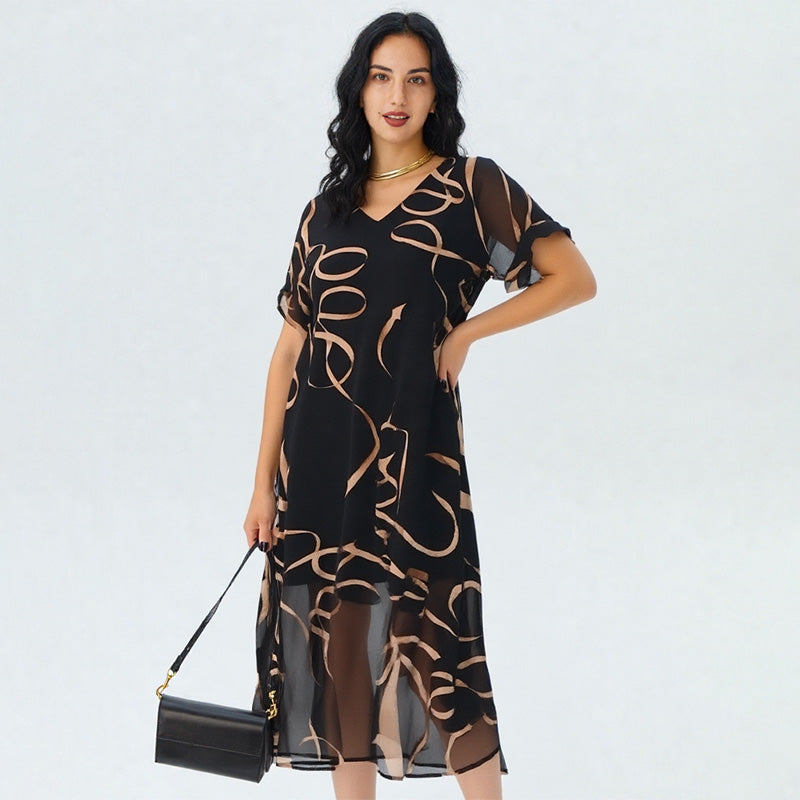 🎉 2026 Sale — Over 34,200 Sold 💝 Women Flowy V-Neck Printed Maxi Dress – All Figure Summer Dress 👗
