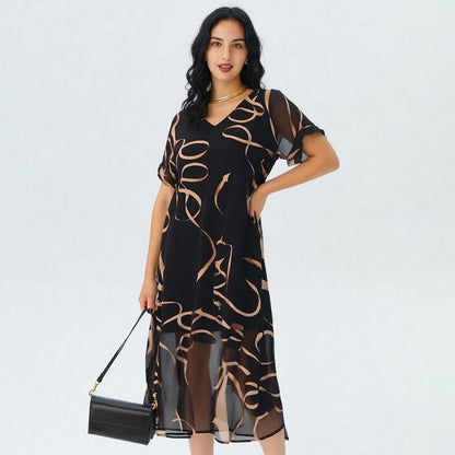 🎉 2026 Sale — Over 34,200 Sold 💝 Women Flowy V-Neck Printed Maxi Dress – All Figure Summer Dress 👗