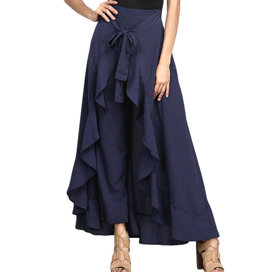 ✨Asymmetrical Ruffle Hem Wide-Leg Pants