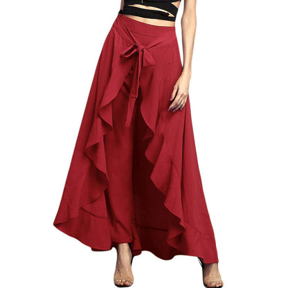 ✨Asymmetrical Ruffle Hem Wide-Leg Pants