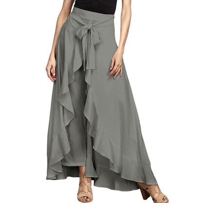 ✨Asymmetrical Ruffle Hem Wide-Leg Pants