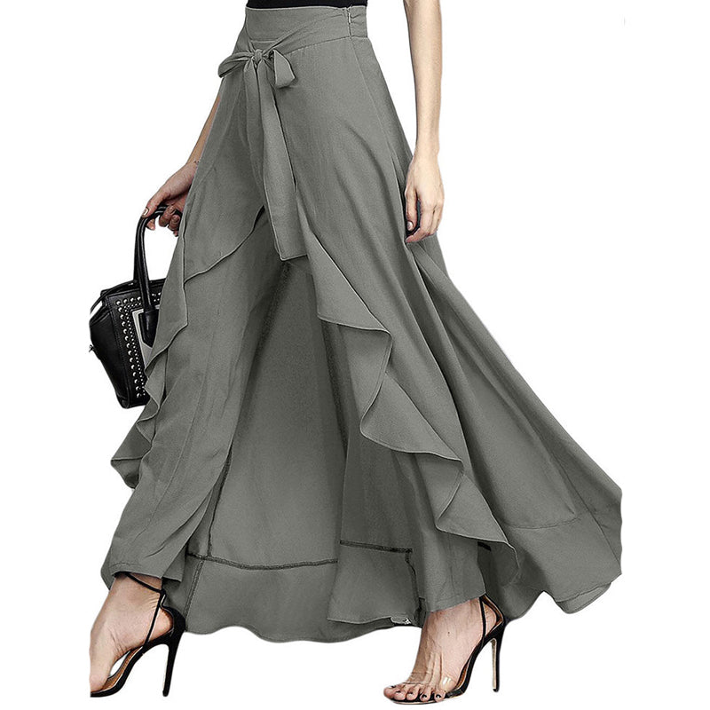 ✨Asymmetrical Ruffle Hem Wide-Leg Pants