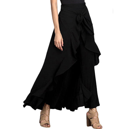 ✨Asymmetrical Ruffle Hem Wide-Leg Pants
