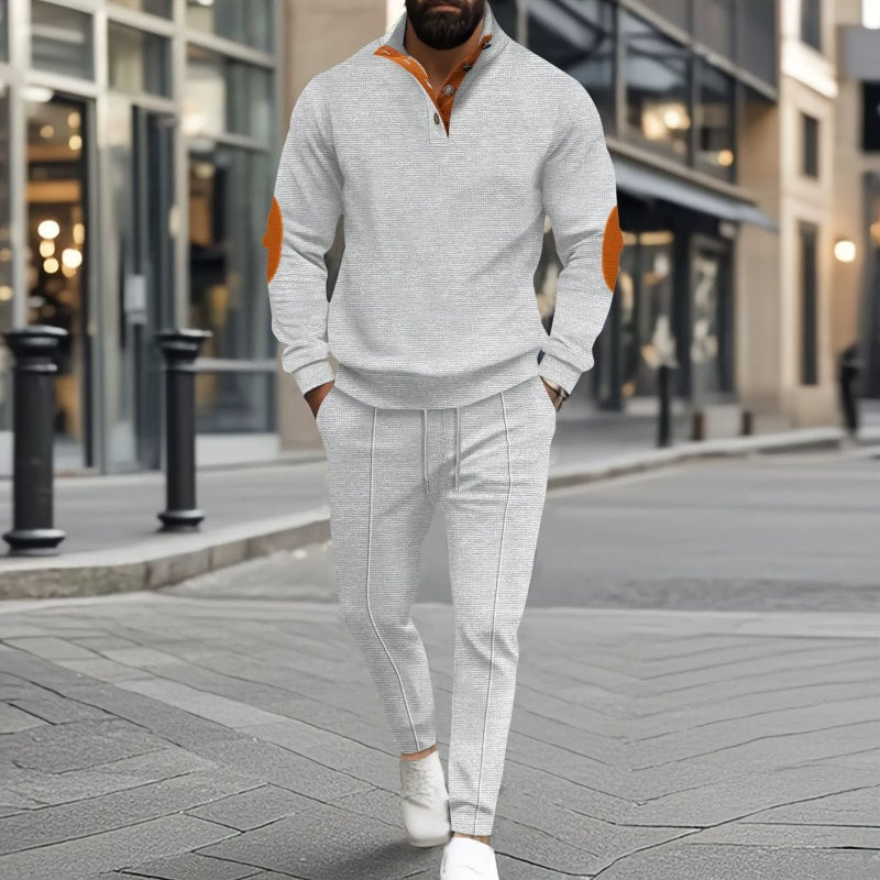 ✨ Elevated Comfort | Men's Knit Half-Zip Sweatshirt & Pants 2-Piece Set