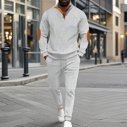 ✨ Elevated Comfort | Men's Knit Half-Zip Sweatshirt & Pants 2-Piece Set