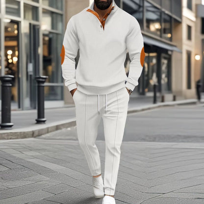 ✨ Elevated Comfort | Men's Knit Half-Zip Sweatshirt & Pants 2-Piece Set