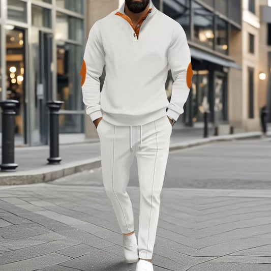 ✨ Elevated Comfort | Men's Knit Half-Zip Sweatshirt & Pants 2-Piece Set