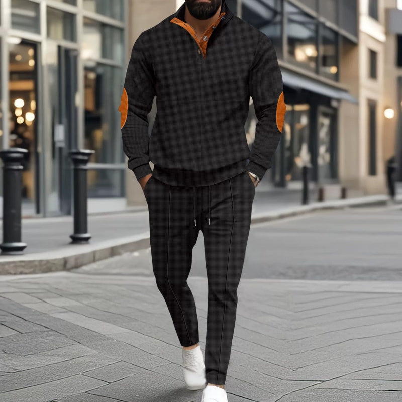 ✨ Elevated Comfort | Men's Knit Half-Zip Sweatshirt & Pants 2-Piece Set