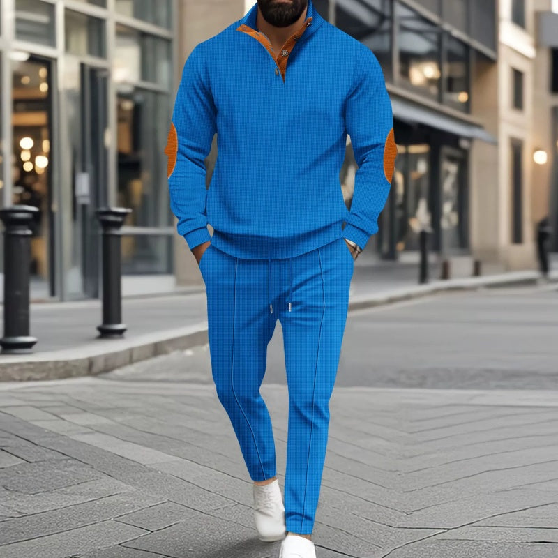 ✨ Elevated Comfort | Men's Knit Half-Zip Sweatshirt & Pants 2-Piece Set