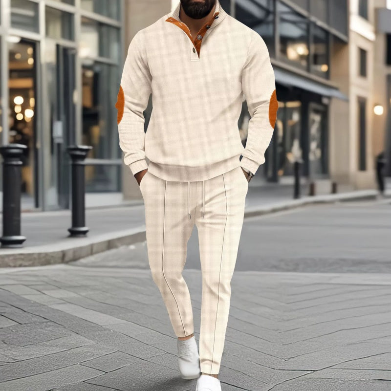 ✨ Elevated Comfort | Men's Knit Half-Zip Sweatshirt & Pants 2-Piece Set