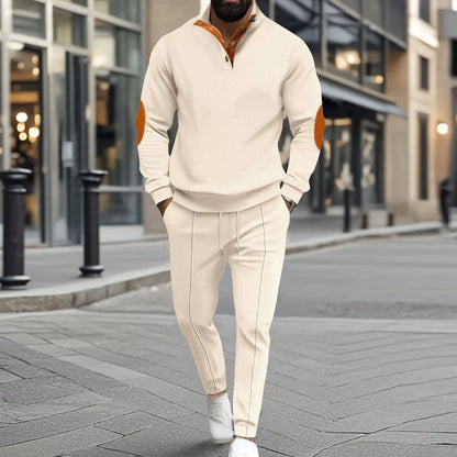 ✨ Elevated Comfort | Men's Knit Half-Zip Sweatshirt & Pants 2-Piece Set