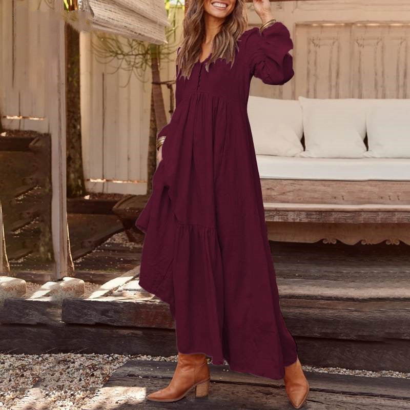 Women's Casual Versatile Loose V-Neck Dresses
