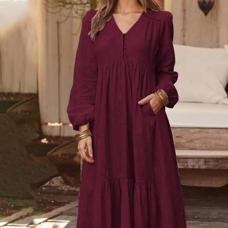 Women's Casual Versatile Loose V-Neck Dresses