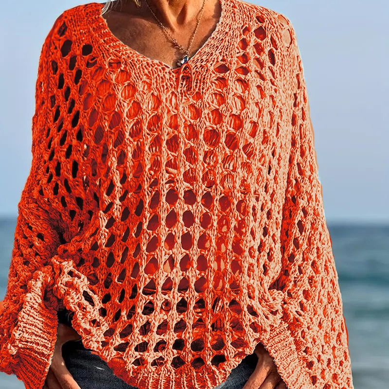 ⏳Time-Limited Special⏰Women’s Casual Solid Color Crochet Knit Top