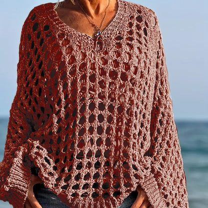 ⏳Time-Limited Special⏰Women’s Casual Solid Color Crochet Knit Top