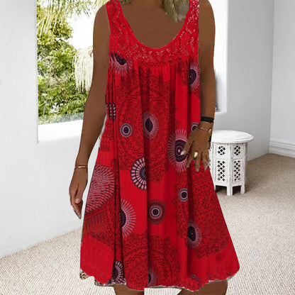 ⏳Time-Limited Special⏰Women Summer O-Neck Sleeveless Print Dress