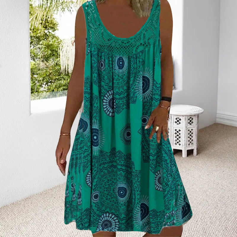 ⏳Time-Limited Special⏰Women Summer O-Neck Sleeveless Print Dress