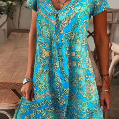 ✨ LIMITED TIME 50% OFF! ⏳ Women's Elegant Floral Print V-Neck Long Dress – Graceful Floral Design & Flattering High Waist 🌸