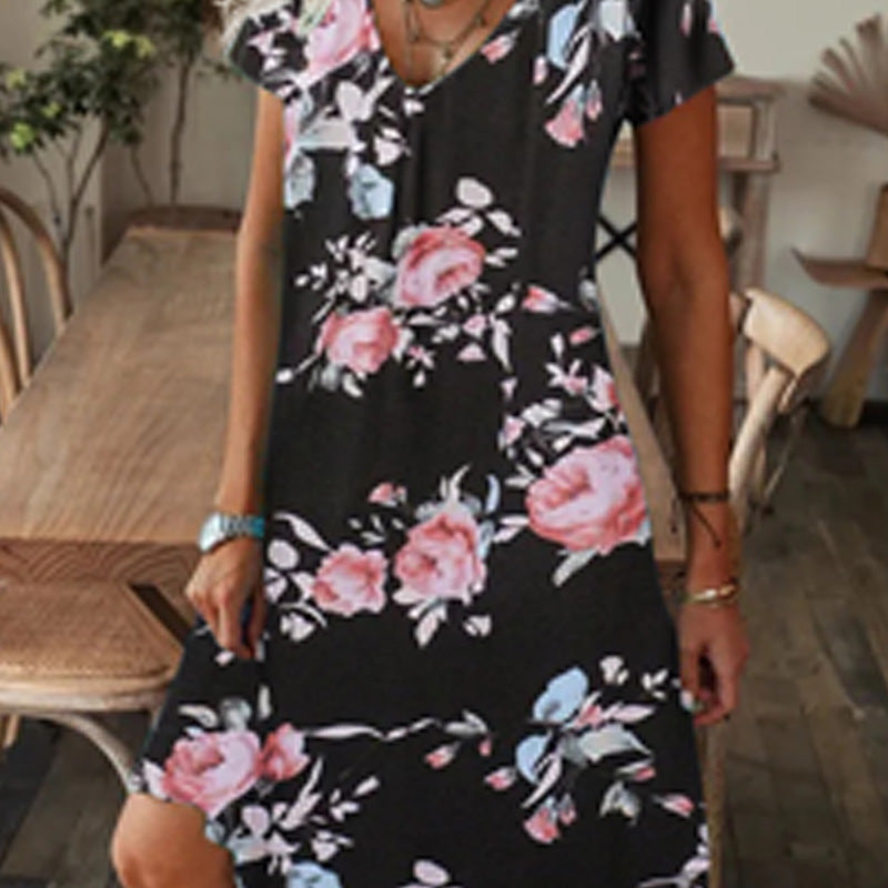 ✨ LIMITED TIME 50% OFF! ⏳ Women's Elegant Floral Print V-Neck Long Dress – Graceful Floral Design & Flattering High Waist 🌸