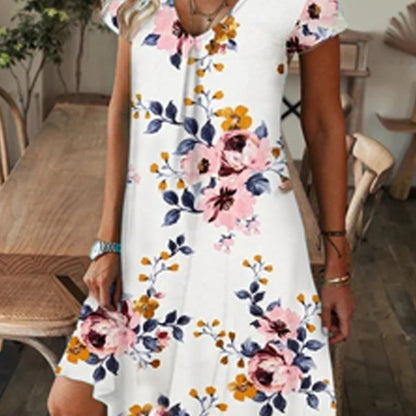 ✨ LIMITED TIME 50% OFF! ⏳ Women's Elegant Floral Print V-Neck Long Dress – Graceful Floral Design & Flattering High Waist 🌸