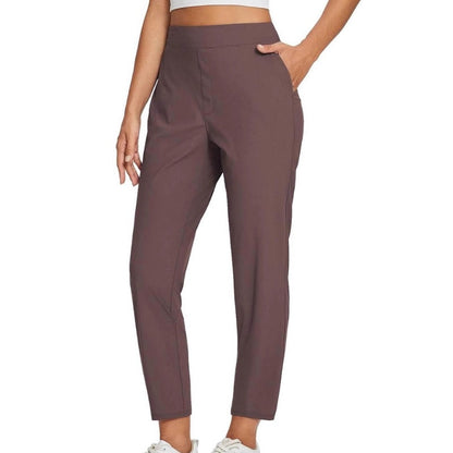 🍃Women's Elastic High-Waist Pants - Secure Pockets, Slim Fit