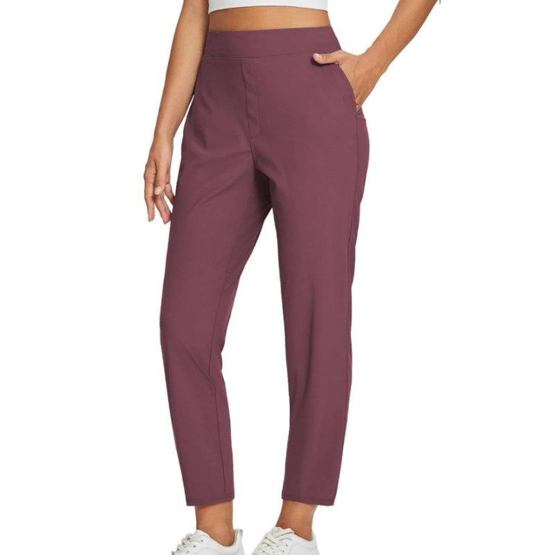 🍃Women's Elastic High-Waist Pants - Secure Pockets, Slim Fit