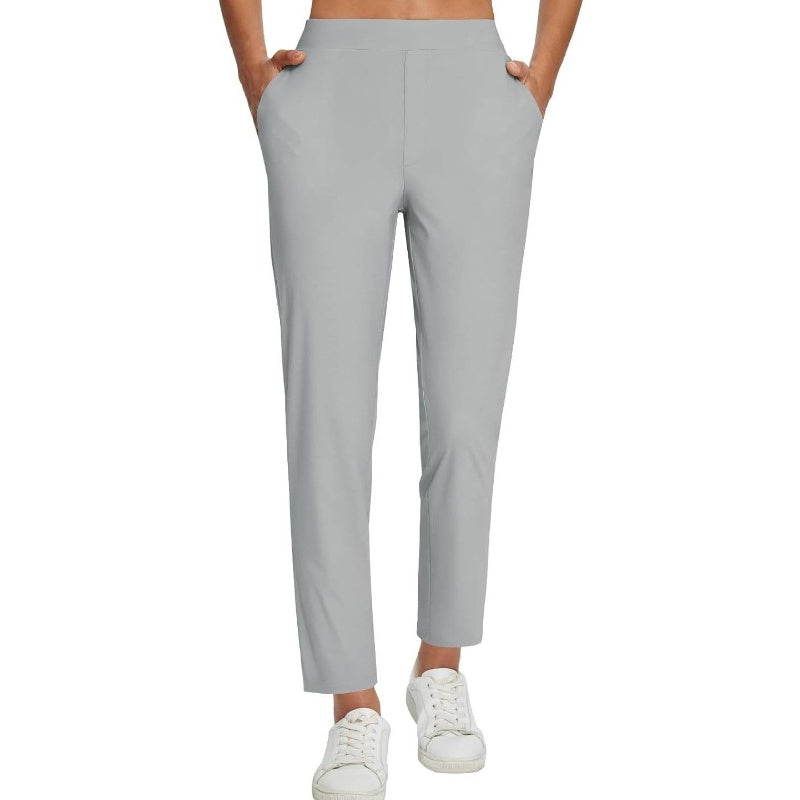 🍃Women's Elastic High-Waist Pants - Secure Pockets, Slim Fit
