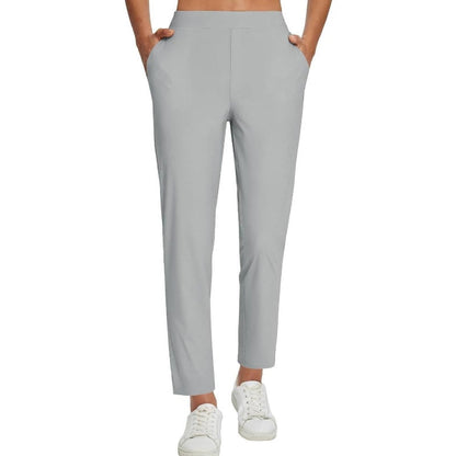 🍃Women's Elastic High-Waist Pants - Secure Pockets, Slim Fit