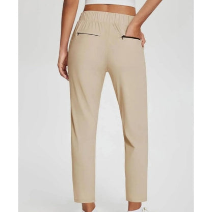 🍃Women's Elastic High-Waist Pants - Secure Pockets, Slim Fit