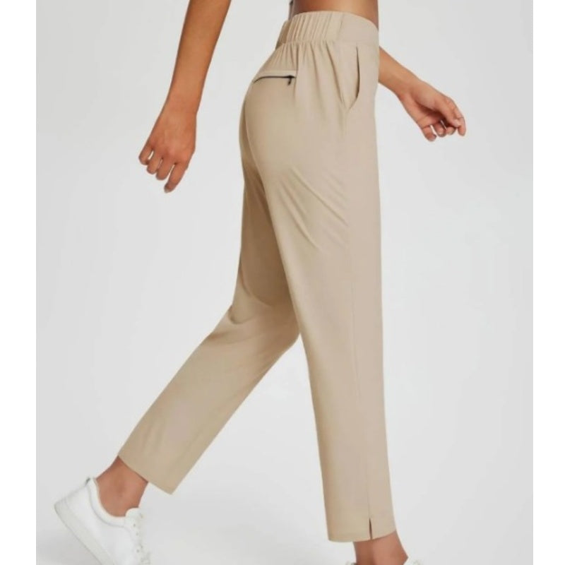 🍃Women's Elastic High-Waist Pants - Secure Pockets, Slim Fit