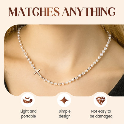 ✨Buy 1 Get 1 Free✨Women’s Elegant Cross Synthetic Pearl Necklace