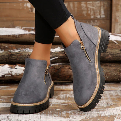 💗Last Day Hot Sale💗✨Women's Round-Toe Ankle Boots with Side Zipper